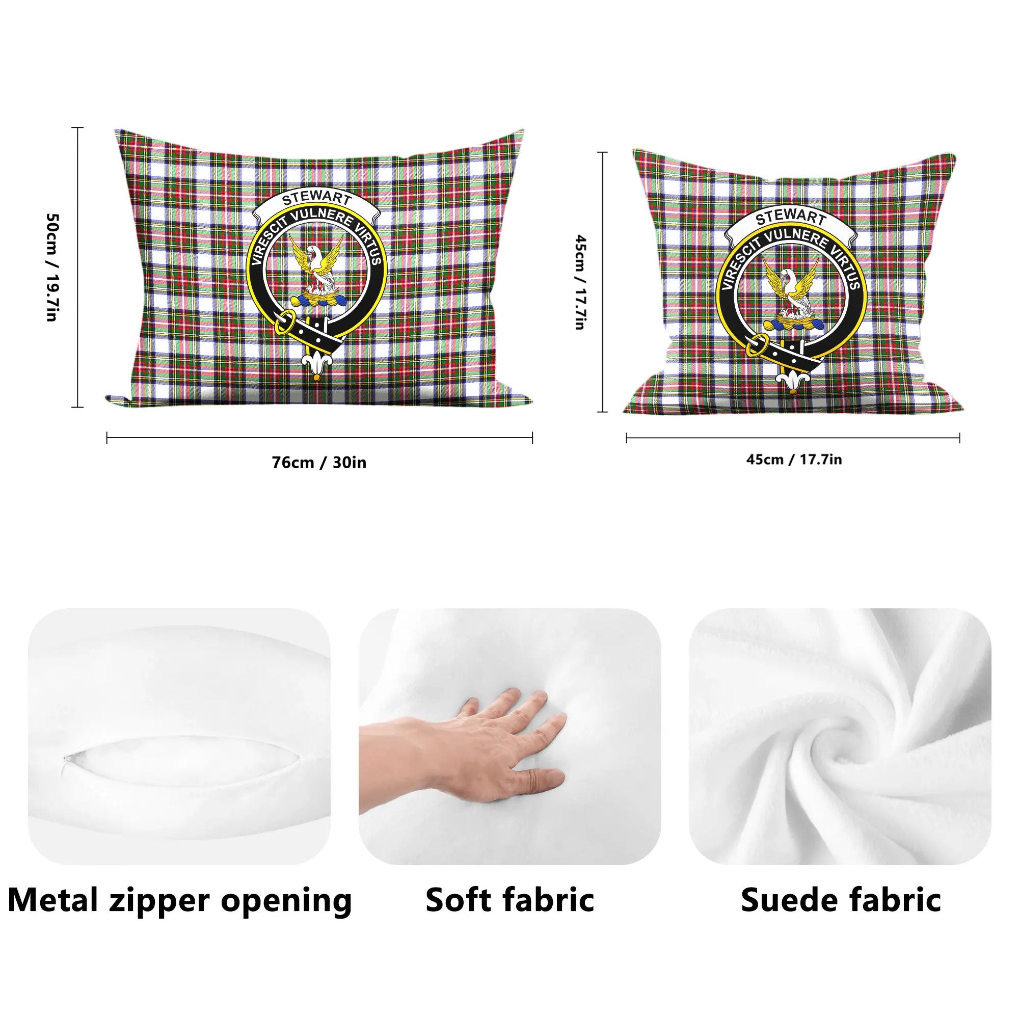 Stewart Dress Modern Tartan Crest Pillow Cover