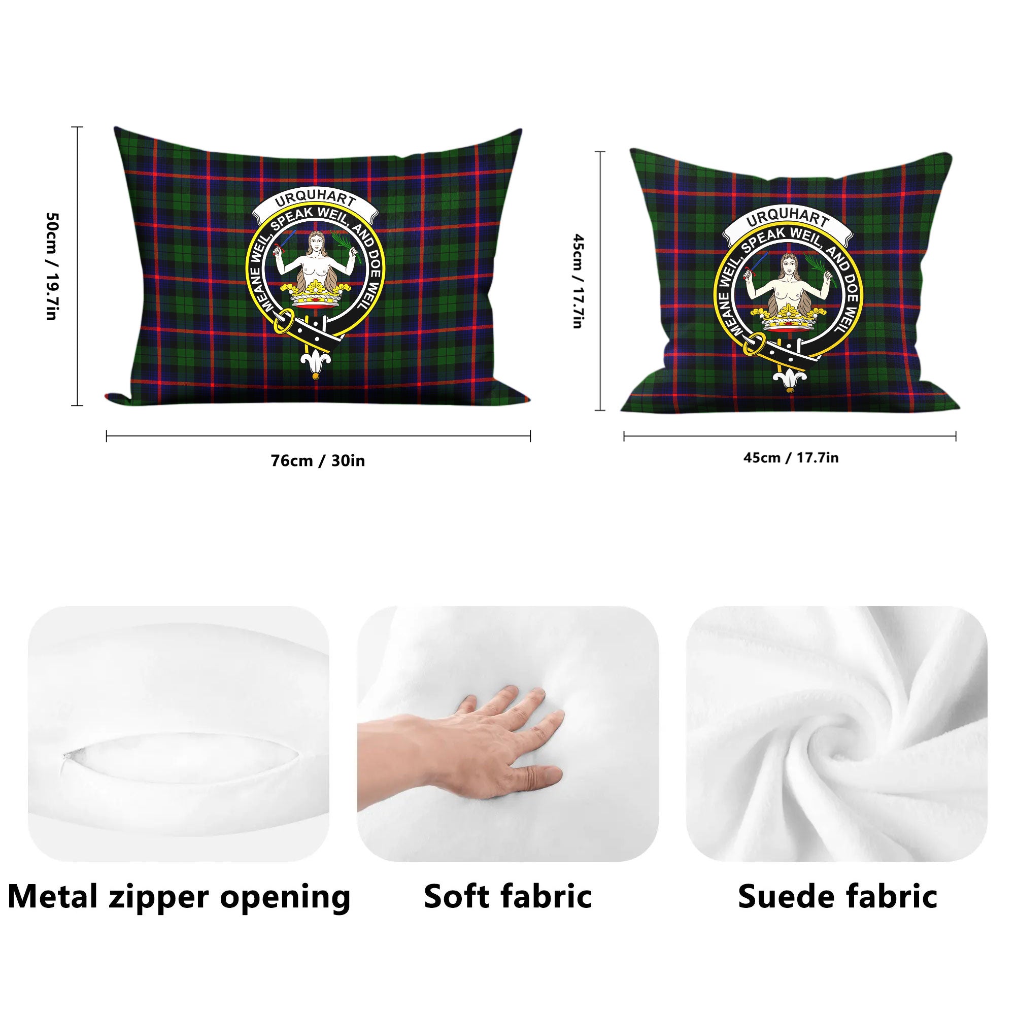 Urquhart Modern Tartan Crest Pillow Cover