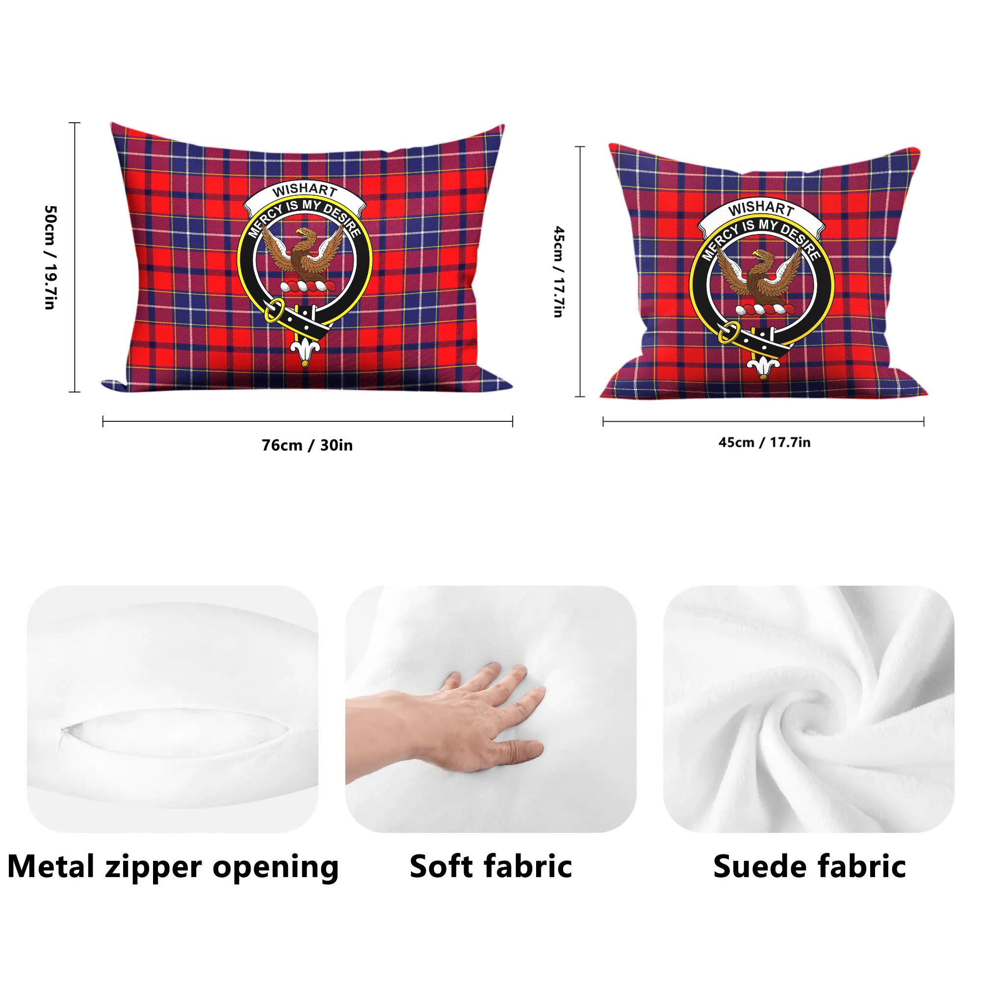 Wishart Dress Tartan Crest Pillow Cover