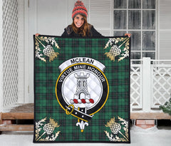 McLean Hunting Ancient Tartan Crest Premium Quilt - Gold Thistle Style