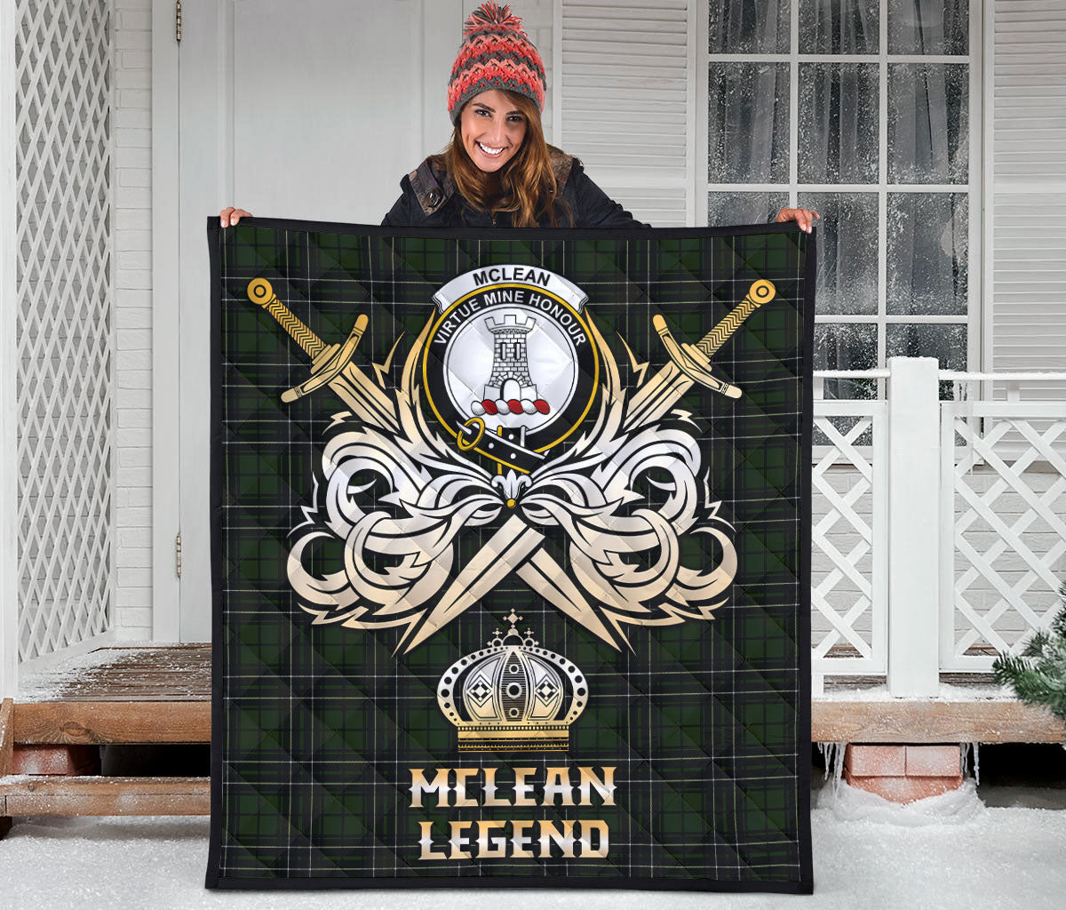 McLean Hunting Tartan Crest Legend Gold Royal Premium Quilt