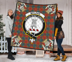 McLean of Duart Ancient Tartan Crest Premium Quilt - Gold Thistle Style