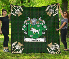 Handley Tartan Crest Premium Quilt - Gold Thistle Style