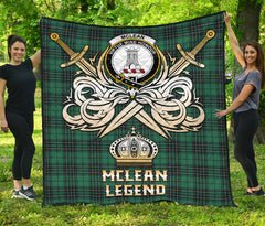 McLean Hunting Ancient Tartan Crest Legend Gold Royal Premium Quilt