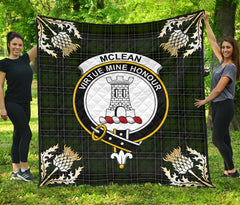 McLean Hunting Tartan Crest Premium Quilt - Gold Thistle Style