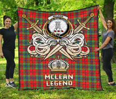 McLean of Duart Modern Tartan Crest Legend Gold Royal Premium Quilt