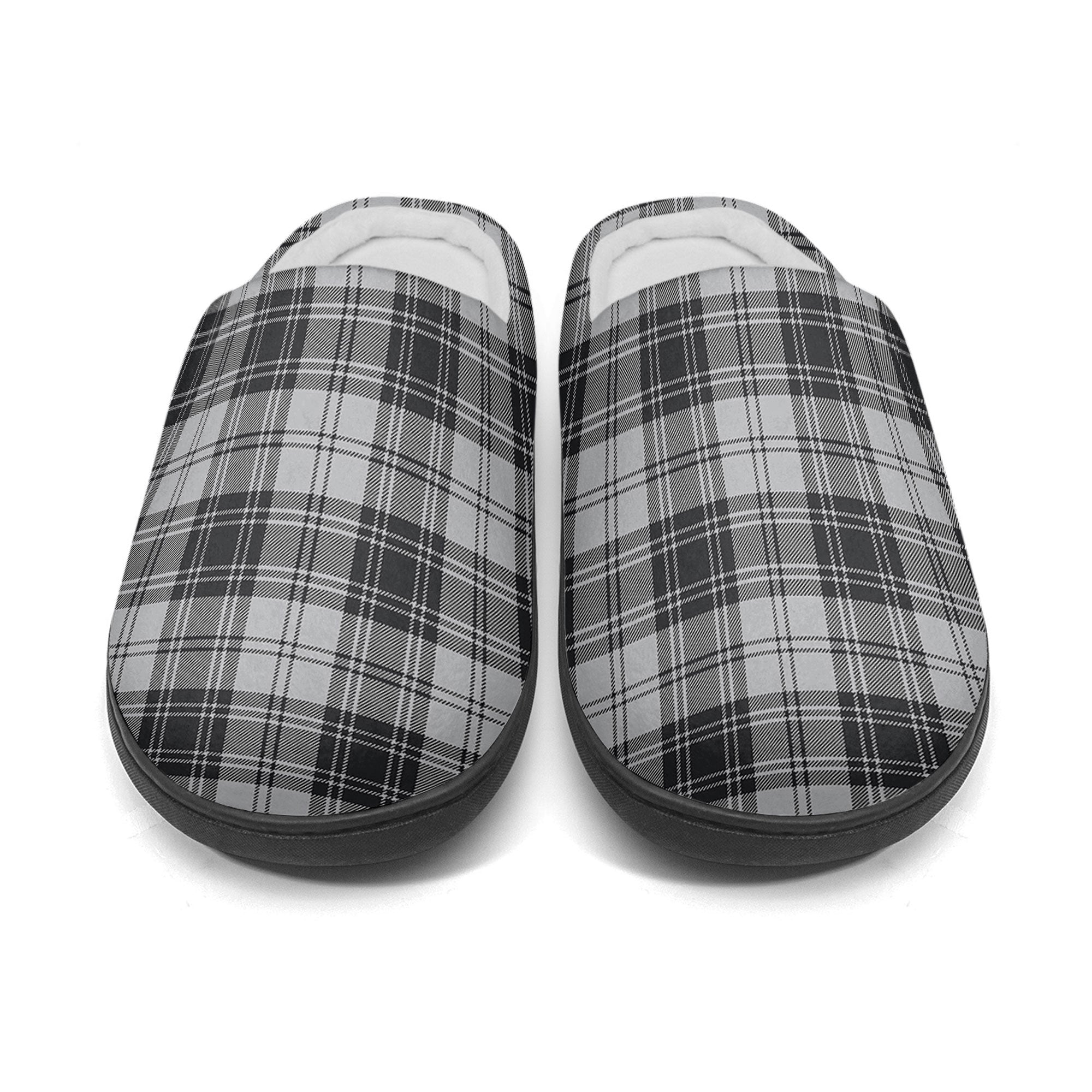 Douglas Grey Modern Tartan Slippers