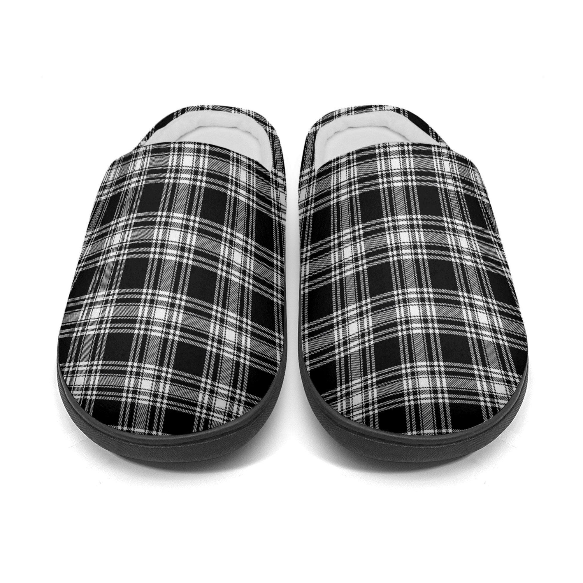 Menzies Black - White Modern Tartan Slippers