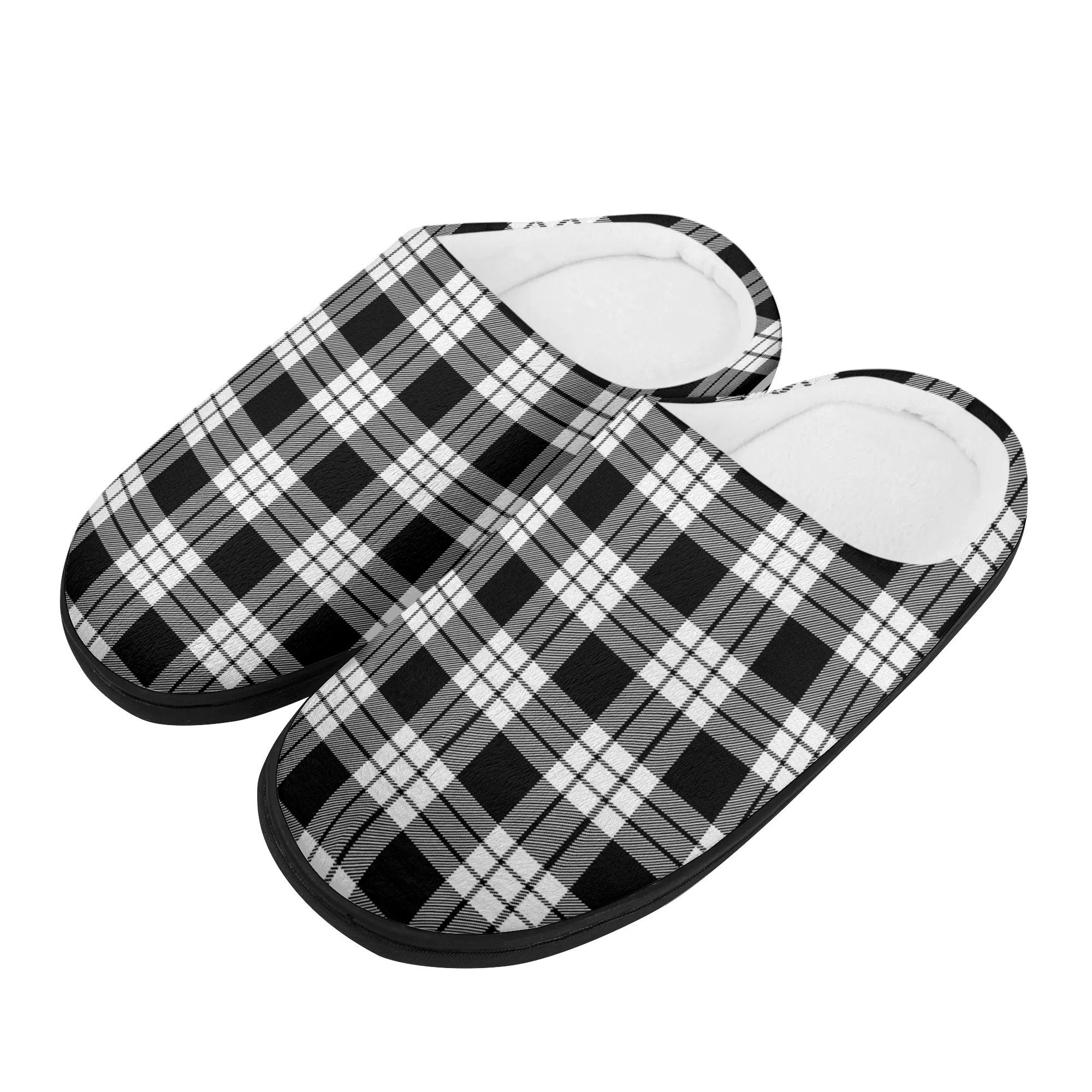 MacFarlane Black - White Tartan Slippers