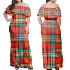 Chattan Tartan Off Shoulder Long Dress