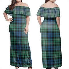 MacCallum Ancient Tartan Off Shoulder Long Dress