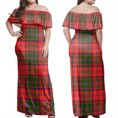 Stewart Of Appin Modern Tartan Off Shoulder Long Dress