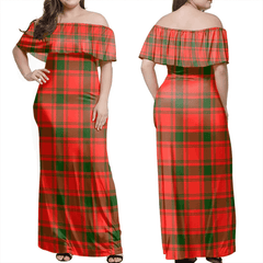 MacQuarrie Modern Tartan Off Shoulder Long Dress