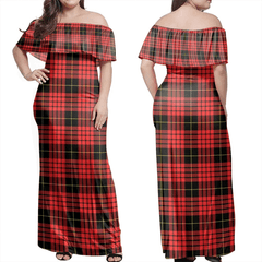 MacQueen Modern Tartan Off Shoulder Long Dress