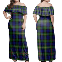 MacEwen Modern Tartan Off Shoulder Long Dress