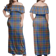 MacBeth Ancient Tartan Off Shoulder Long Dress