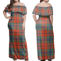 MacLean Of Duart Ancient Tartan Off Shoulder Long Dress