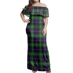 Sutherland Modern Tartan Off Shoulder Long Dress