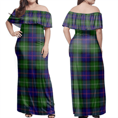 MacThomas Modern Tartan Off Shoulder Long Dress