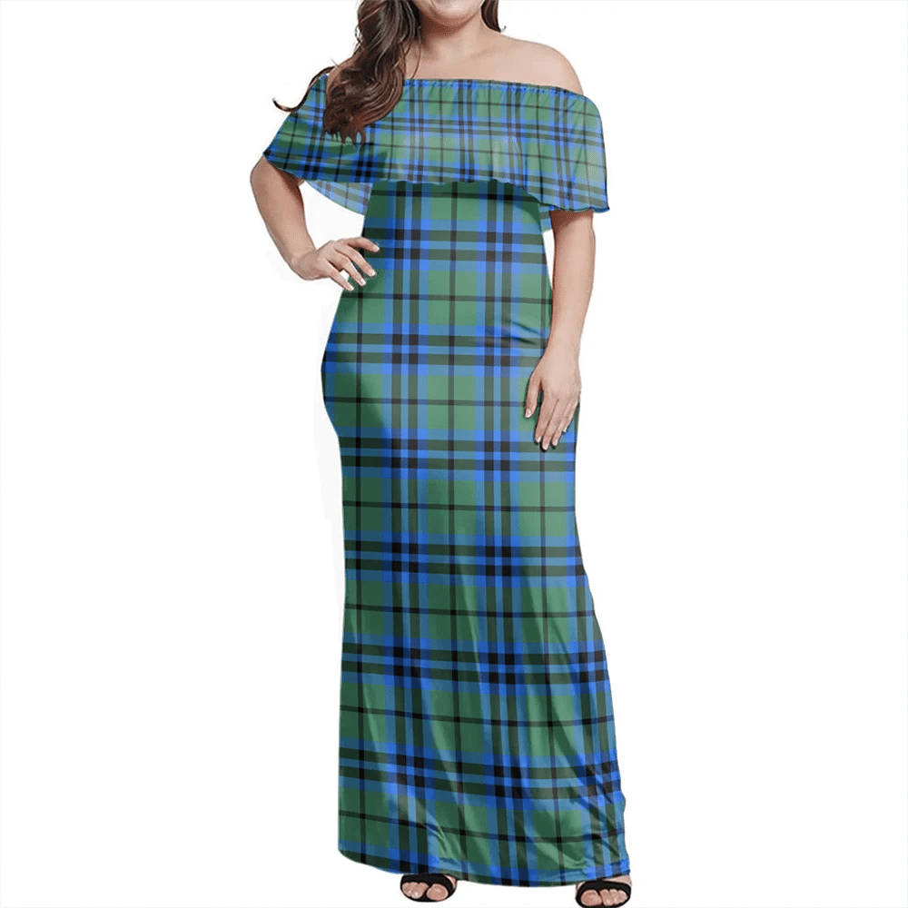 Falconer Tartan Off Shoulder Long Dress