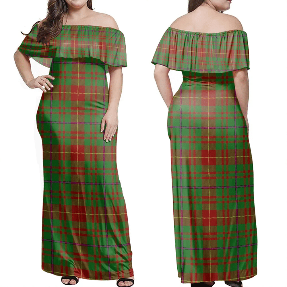 Fulton Tartan Off Shoulder Long Dress