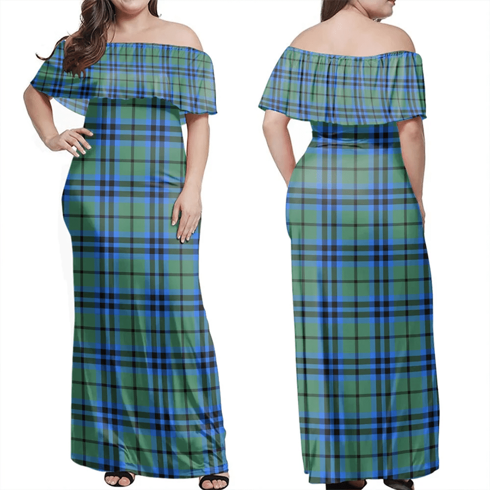 Falconer Tartan Off Shoulder Long Dress