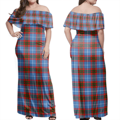 Edinburgh District Tartan Off Shoulder Long Dress