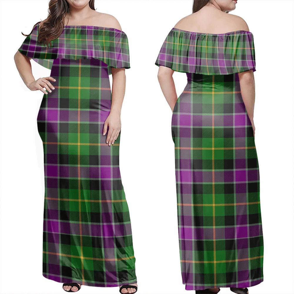 Selkirk Tartan Off Shoulder Long Dress