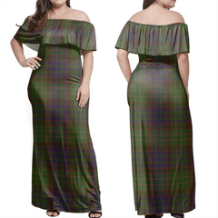 Cunningham Hunting Modern Tartan Off Shoulder Long Dress