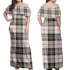 MacPherson Dress Ancient Tartan Off Shoulder Long Dress