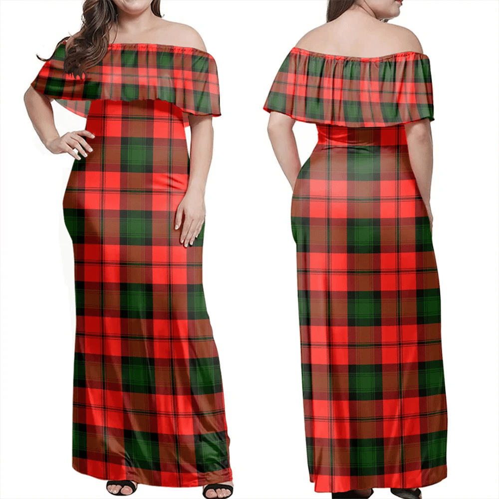 Kerr Modern Tartan Off Shoulder Long Dress