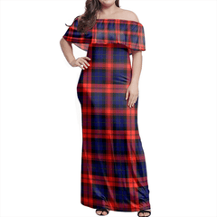 MacLachlan Modern Tartan Off Shoulder Long Dress