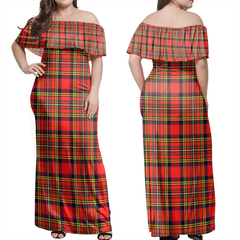 Hepburn Tartan Off Shoulder Long Dress