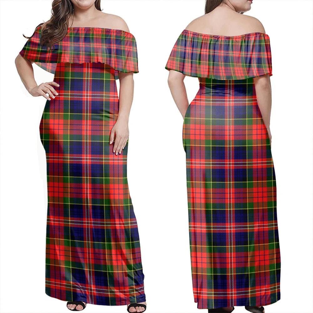 MacPherson Modern Tartan Off Shoulder Long Dress