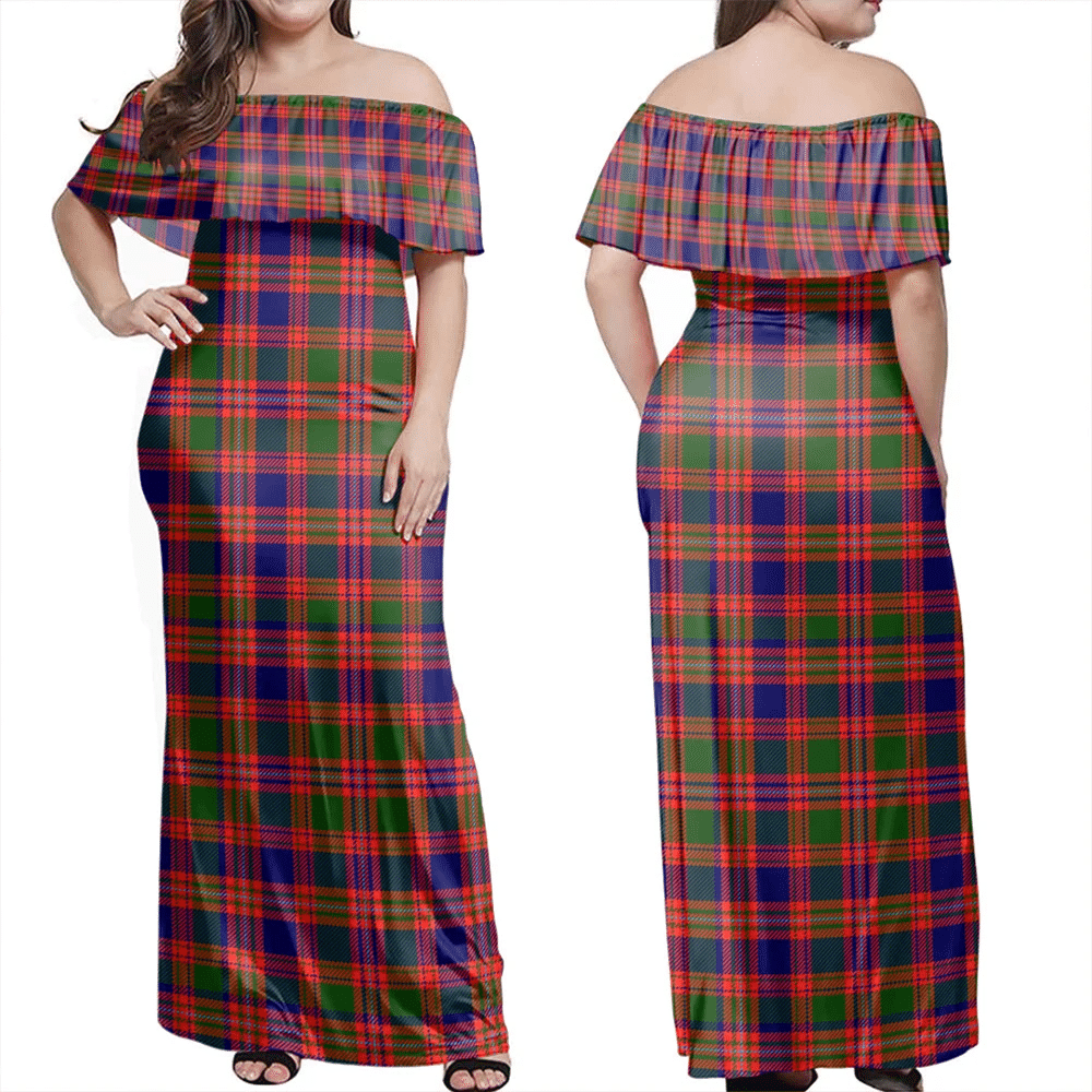 MacIntyre Modern Tartan Off Shoulder Long Dress