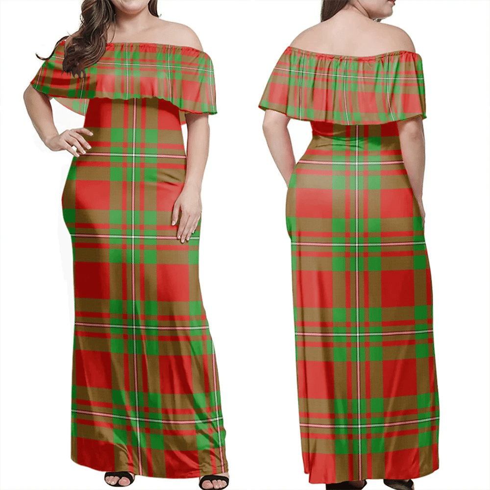 MacGregor Modern Tartan Off Shoulder Long Dress