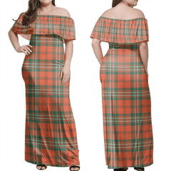 Scott Ancient Tartan Off Shoulder Long Dress