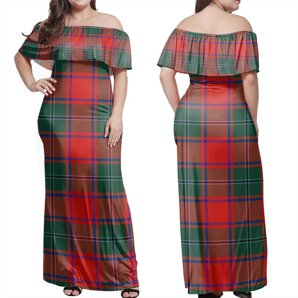 MacPhail Tartan Off Shoulder Long Dress