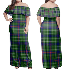 Duncan Modern Tartan Off Shoulder Long Dress