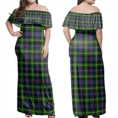 Farquharson Modern Tartan Off Shoulder Long Dress