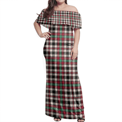 Borthwick Dress Ancient Tartan Off Shoulder Long Dress