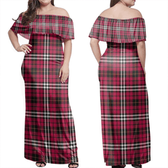 Little Tartan Off Shoulder Long Dress