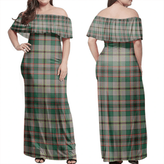 Craig Ancient Tartan Off Shoulder Long Dress