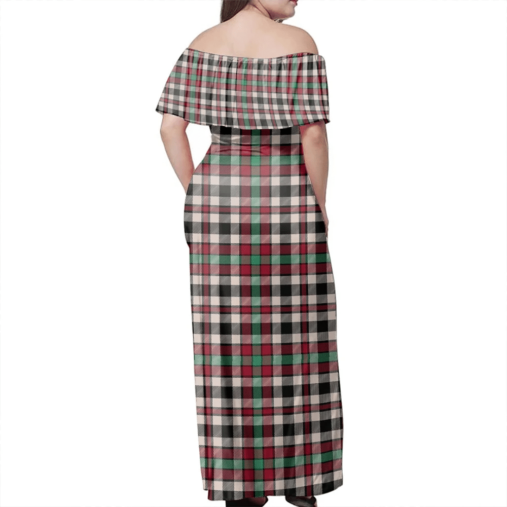 Borthwick Dress Ancient Tartan Off Shoulder Long Dress