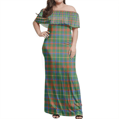 MacKintosh Hunting Ancient Tartan Off Shoulder Long Dress