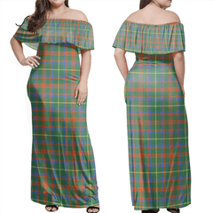 MacKintosh Hunting Ancient Tartan Off Shoulder Long Dress