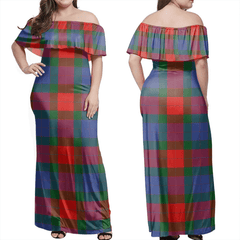 Mar Tartan Off Shoulder Long Dress