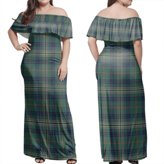 Kennedy Modern Tartan Off Shoulder Long Dress