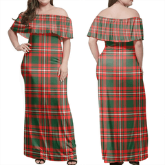 Princess Margaret Tartan Off Shoulder Long Dress