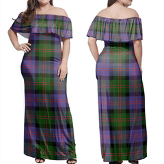 Blair Modern Tartan Off Shoulder Long Dress